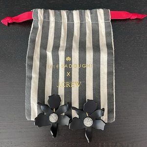 Lele Sadoughi x J. Crew black small crystal lily earrings